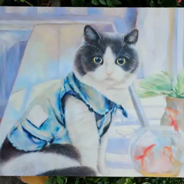 【暖心療癒 ‧ 毛孩與生活】 油畫原作 / 頂級微噴