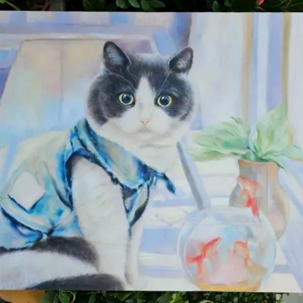 【暖心療癒 ‧ 毛孩與生活】 油畫原作 / 頂級微噴